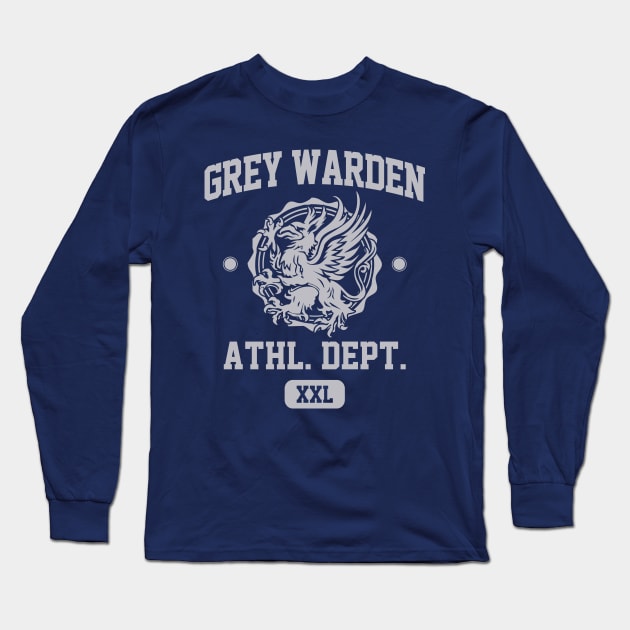 Grey Warden Athletic Department | Dragon Age | Silver Long Sleeve T-Shirt by threadbaregaming